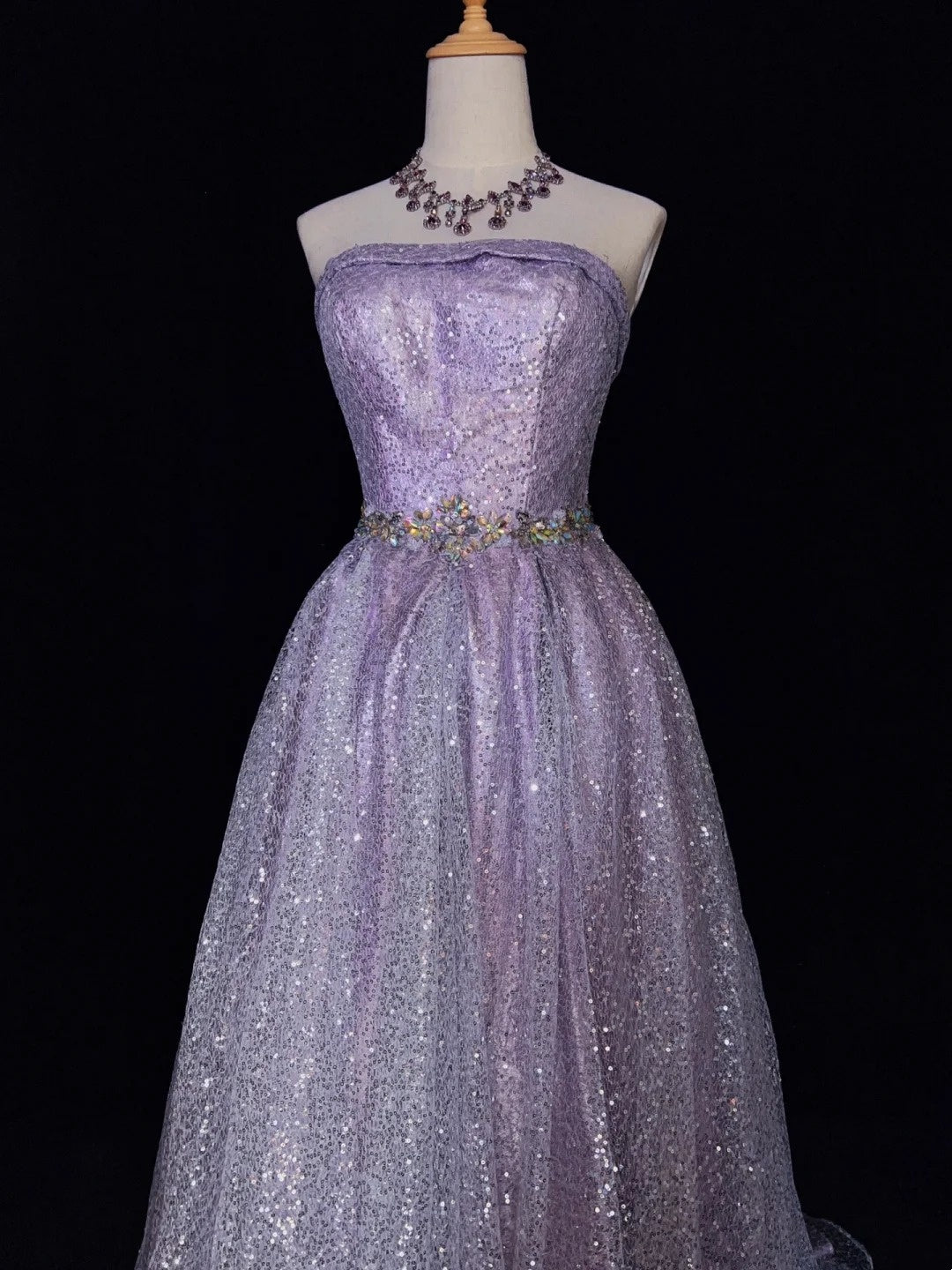 Princess Prom Dresses Inspo Ball Gown Strapless Lilac Sequined Long With Beading Formal Gowns N3393