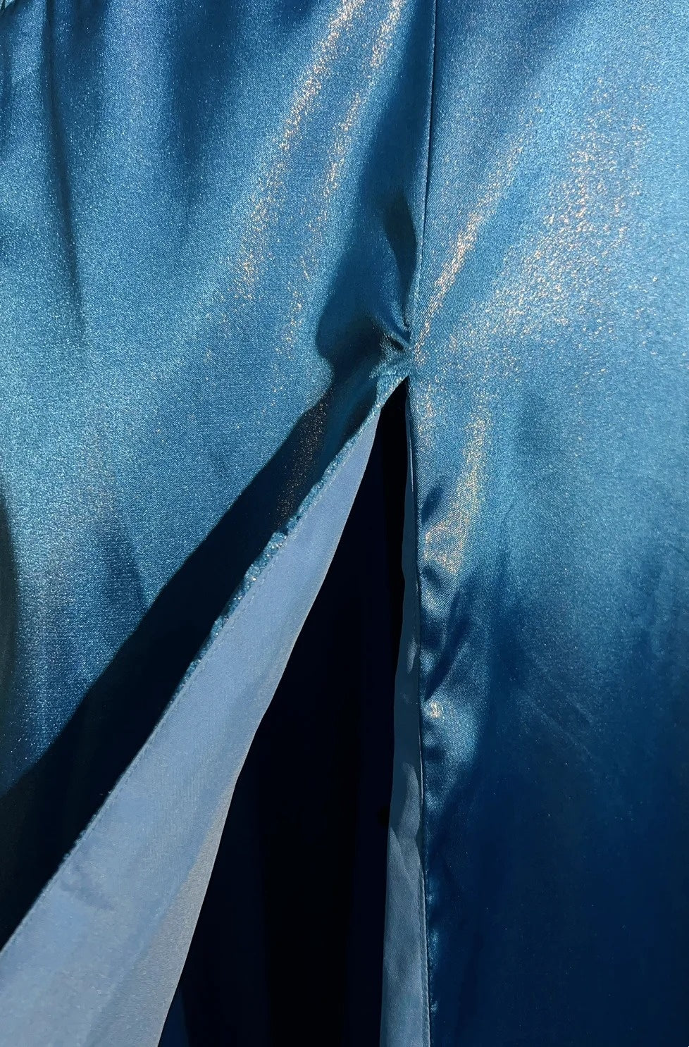 Vintage Prom Dresses Mermaid Spaghetti Strap Blue Satin 1990s Long Formal Evening Gown N2645