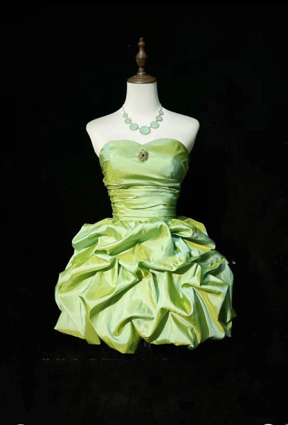 Pretty Ball Gown Sweetheart Green Organza Short Mini Homecoming Dresses Hoco Gowns N2660