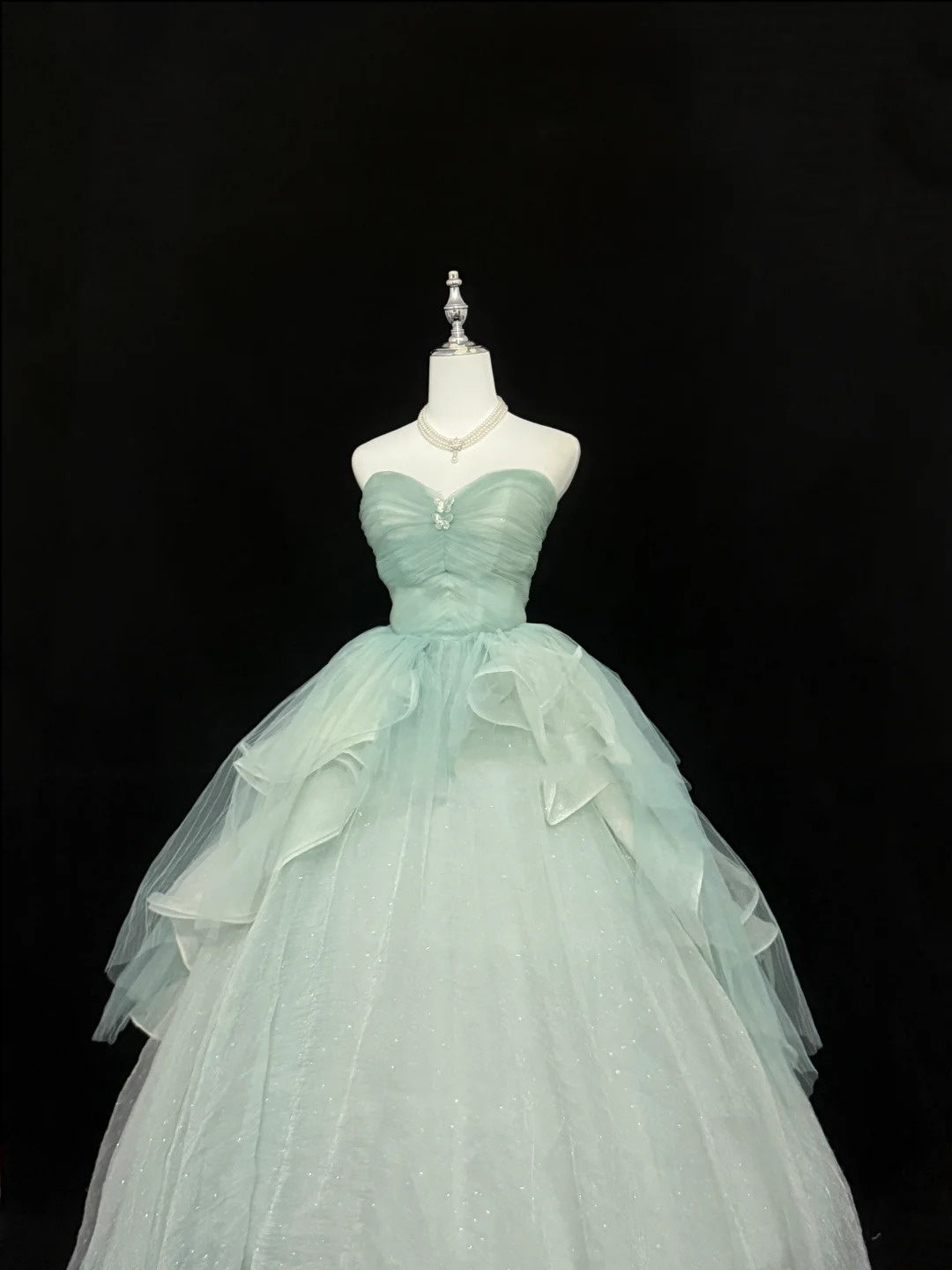 Sweet 16 Dresses Long Ball Gown Sweet Sixteen Long Birthday Dress Strapless Sage Green Formal Gown RC0362