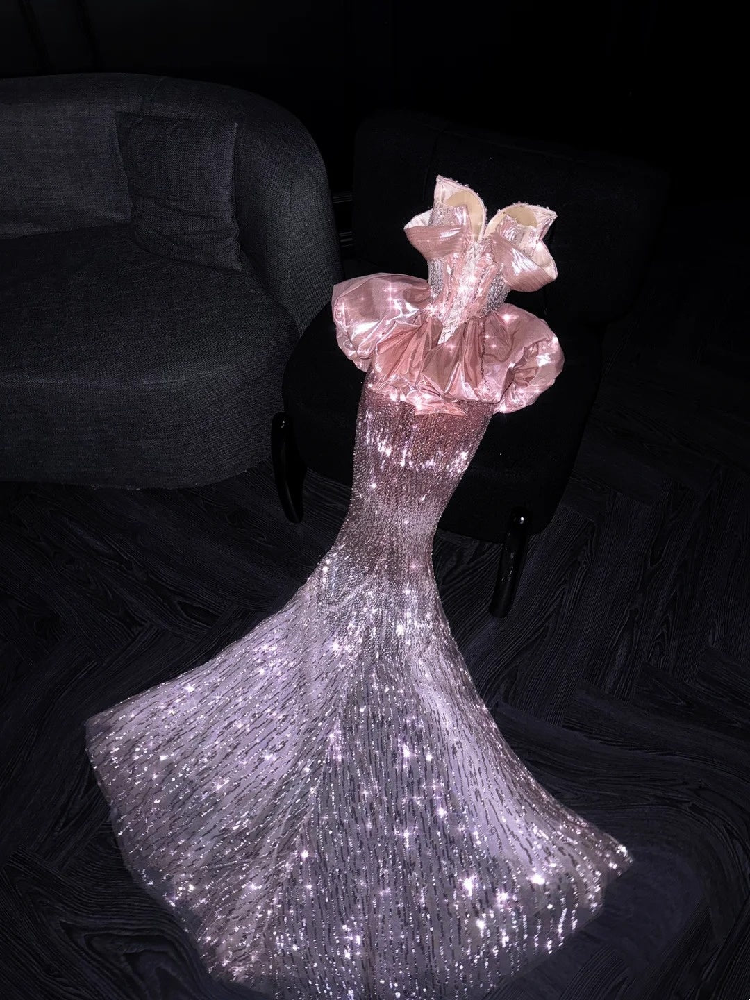 Princess Mermaid Strapless Pink Sequined Long Formal Evening Dress Formal 18th Birthday Gowns Prom Dresses N737