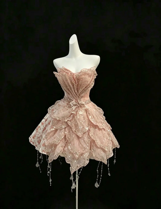 Cute Ball Gown Sweetheart Pink Graduation Dresses Short High School For 8th Grade Senior Inspo Homecoming Gown RB3303