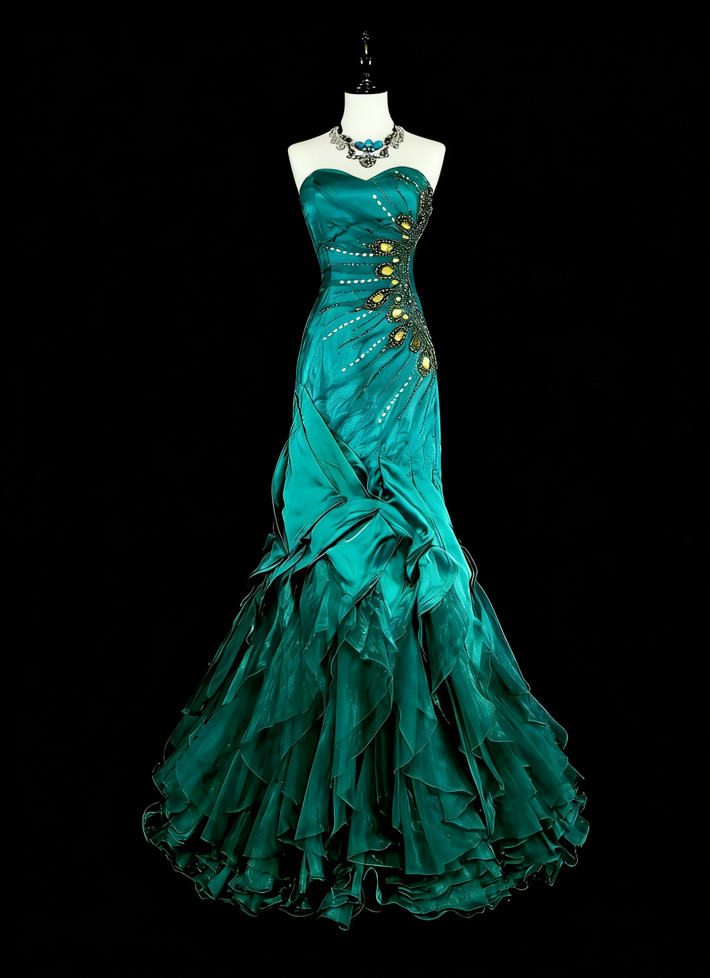 Vintage Prom Dresses Aesthetic 1970s Retro Mermaid Green Satin Long Formal Dress N2150