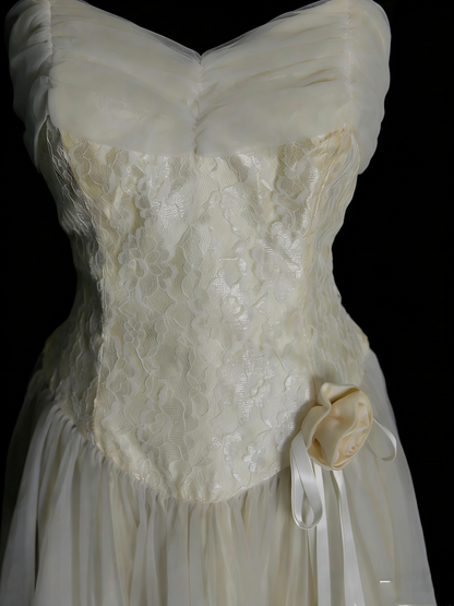 Simple A line Sweetheart Wedding Dresses Tea Length Lace Brides Dress Fitted Bridal Gown N2132