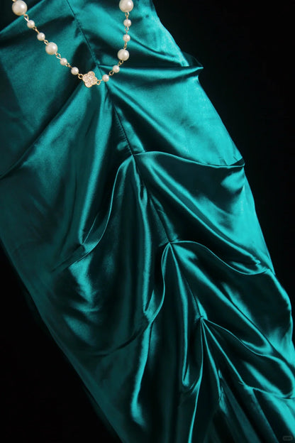 Aesthetic Outfits Prom Dresses Mermaid One Shoulder Green With Lace Evening Gown Long Formal Dress RB3262
