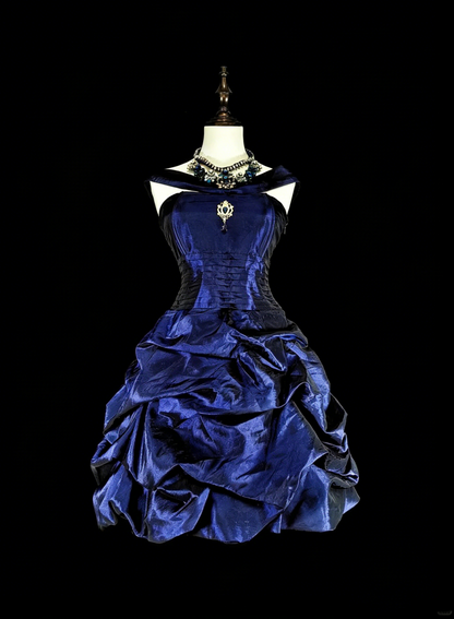 Vintage Ball Gown Halter Navy Blue Graduation Short Mini Homecoming Dresses Hoco Dress N2719