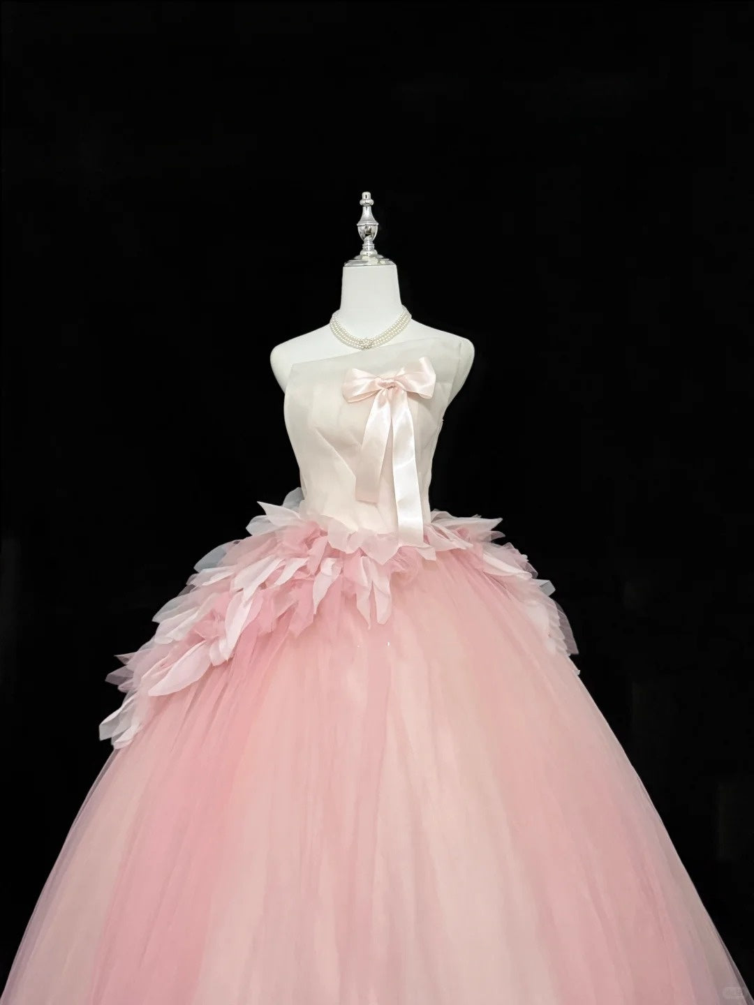 Sweet 16 Dresses Long Ball Gown Sweet Sixteen Long Birthday Dress Strapless Pink Tulle Formal Gown RC0285