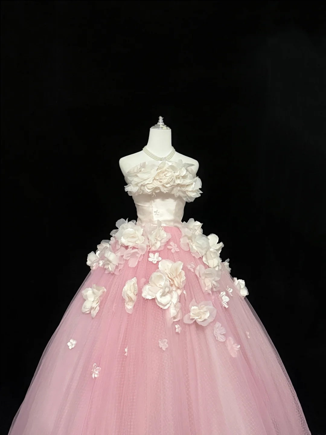 Sweet 16 Dresses Long Ball Gown Sweet Sixteen Long Birthday Dress Strapless Pink Tulle Formal Gown RC0332