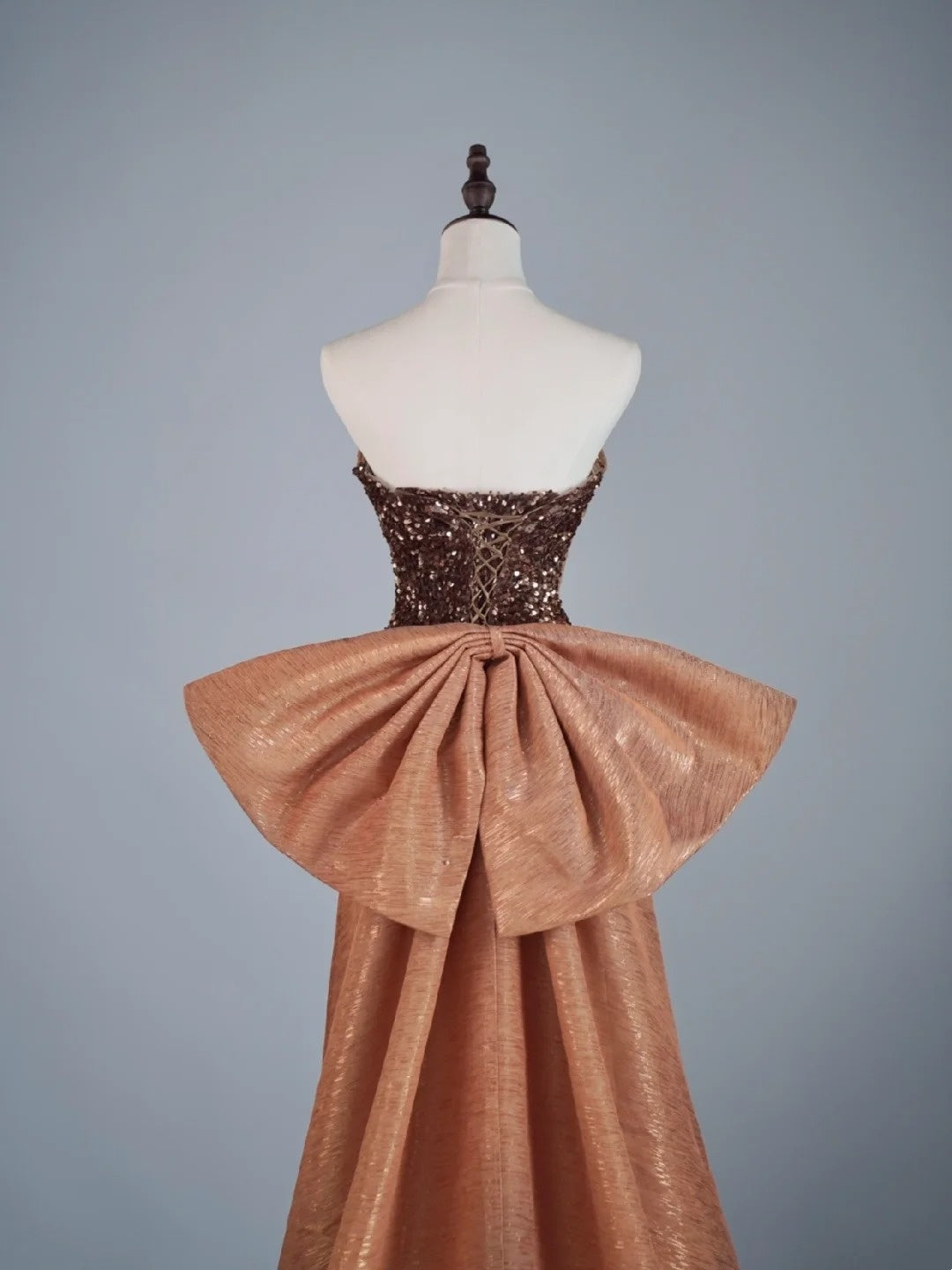 Cute A Line Strapless Brown Sequins Senior Prom Dresses High School Long Formal Dress N1279