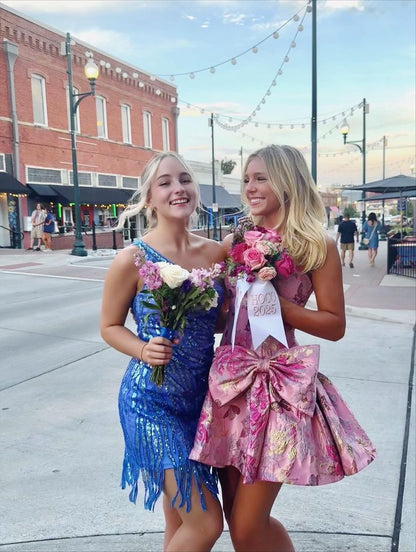 Senior homecoming dress, cute short prom dress inspo Ball Gown Strapless pink floral Birthday Cocktail Ideas Outfits RB8315