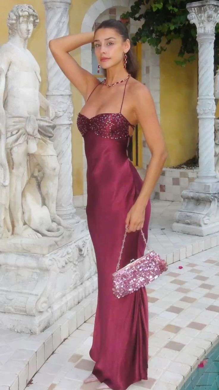 Elegant Mermaid Spaghetti Straps Burgundy Deep Red Satin Long Prom Dresses Formal Party Gowns Vestidos De Dia AB573