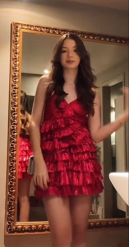 Red Short Prom Evening Dress Homecoming Dress Short Party Dress RB8150