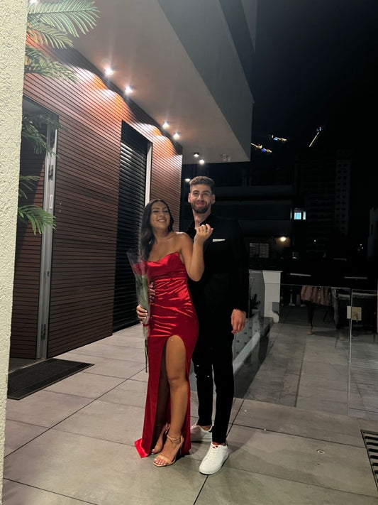 Simple Sheath Strapless Red With Slit Satin Long Prom Dresses Formal Dress Party 20th Birthday Outfits N461