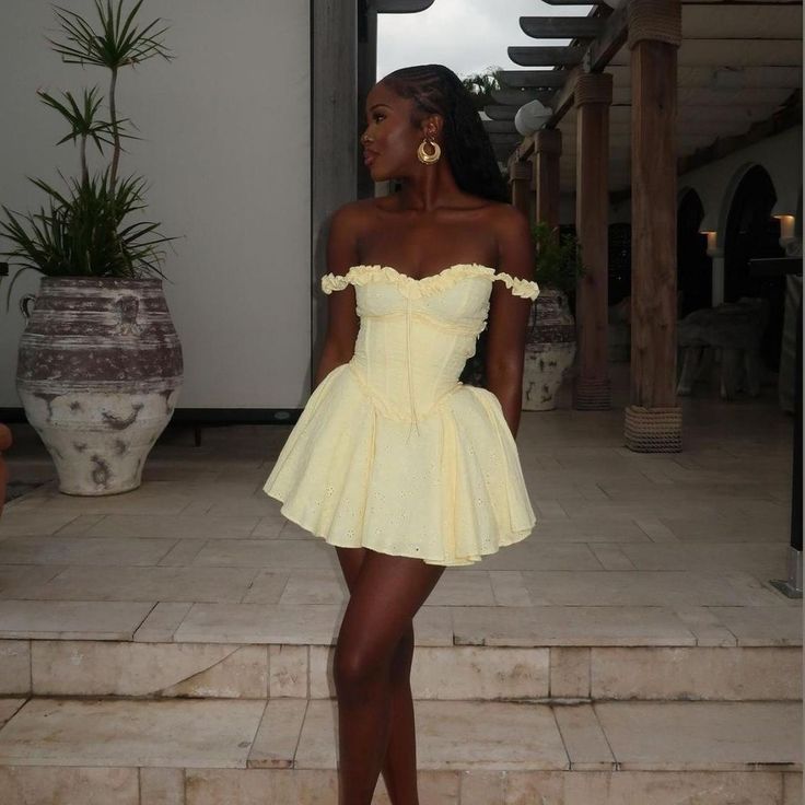 Elegant A Line Off The Shoulder Yellow For Black Girls Party Short Mini 18th Birthday Dresses Hoco Outfit RB3762