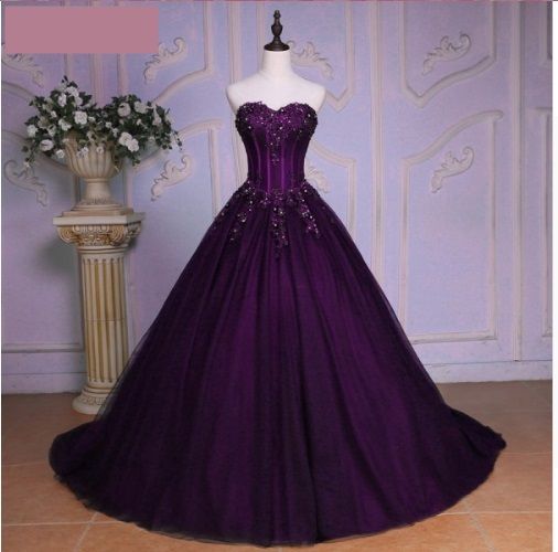 Cute Ball Gown Sweetheart Purple Tulle Sleeveless With Beaded Bodice Long Quinceanera Dresses Sweet 15 16 Birthday Outfit N706