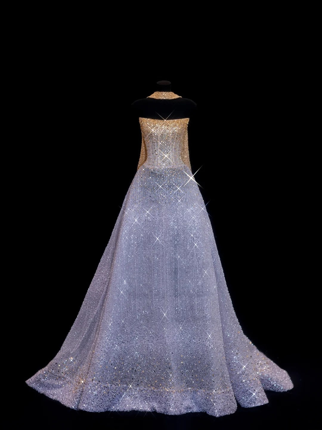 Sparkling Ball Gown Strapless Lilac Scarf With Gold Beaded Inspo Formal Party Gowns Long Prom Dresses N143
