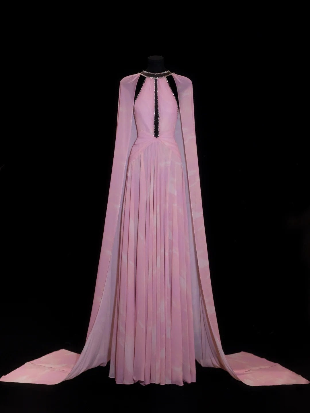 Elegant A line High Neck Pink Chiffon Backless 18th Birthday Elegant Outfit Formal Long Prom Dresses N4179