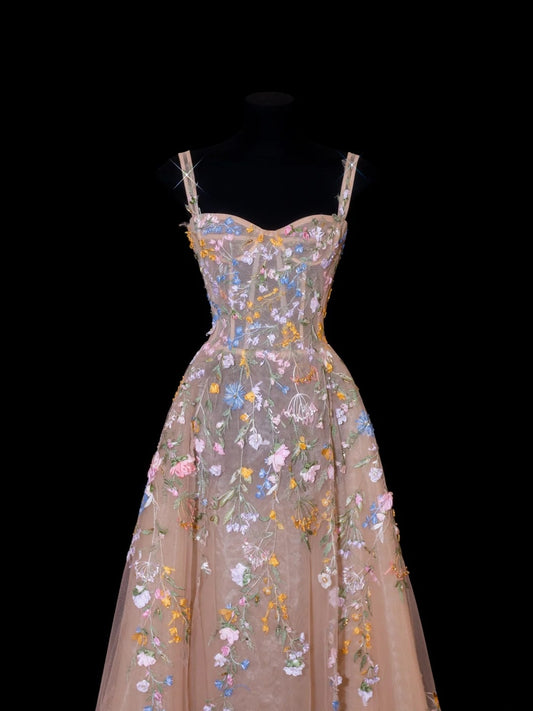 Elegant A line Sweetheart Floral Lace 18th Birthday Elegant Outfit Formal Prom Dresses N4180