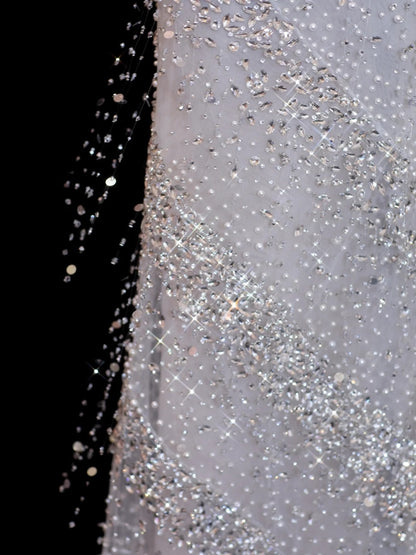 Sparkly Sequin Sheath One Shoulder White Sequined Long Prom Dresses Inspiration Evening Gowns Formal Party Prom Dress N146