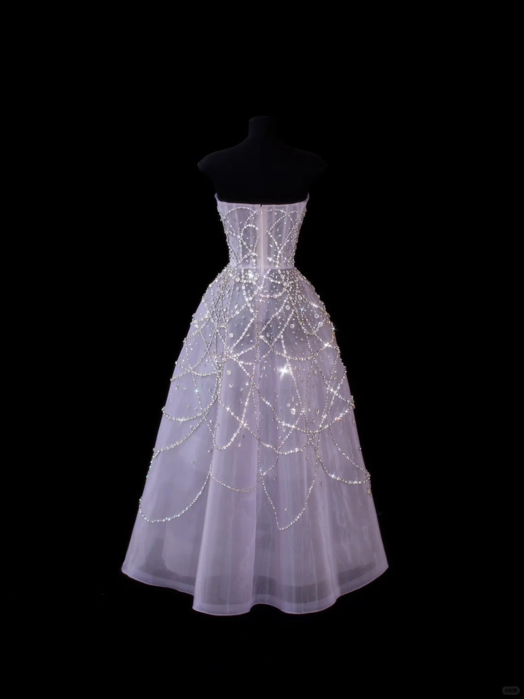 Sparkly Ball Gown Strapless Tulle With Beading Tea Length Prom Dresses Inspo Evening Outfits RB4321