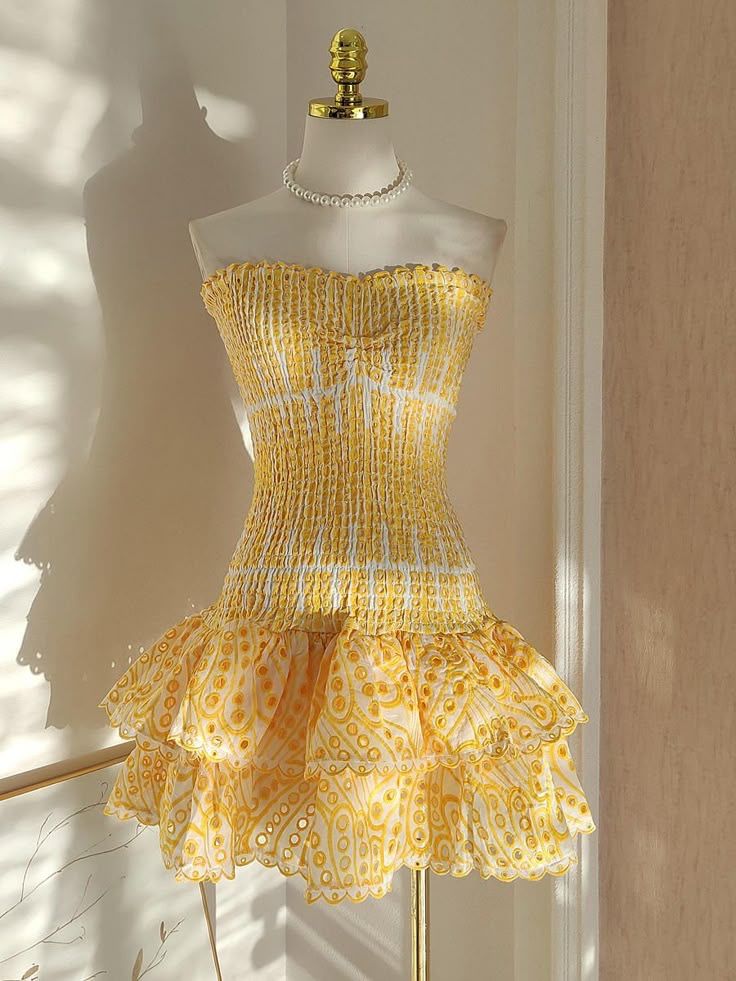 Cute Homecoming Dresses Outfit inspo A line Strapless Yellow 16th Birthday Cocktail Ideas Outfits RB8318