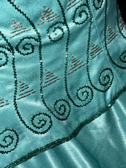 Dreamy Ball Gown Spaghetti Straps Blue Satin With Beading School Dances Prom Dresses 8th Grade Formal Outfits Evening Dress RB8415