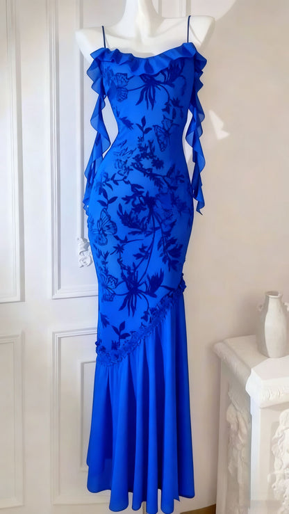 Chic Mermaid Spaghetti Straps Black Chiffon Long Prom Dresses Inspiration Party Dress Prom Gowns DH3027