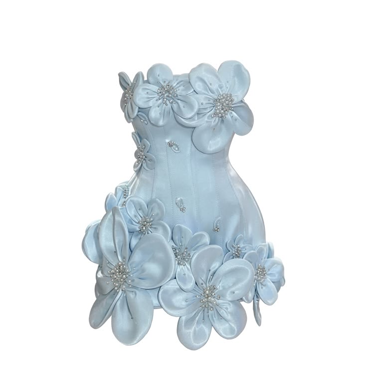 Modest Sheath Strapless Light Sky Blue With Flowers Mini Senior Inspo Short Birthday 17th Party Outfits Homecoming Dresses RB3196
