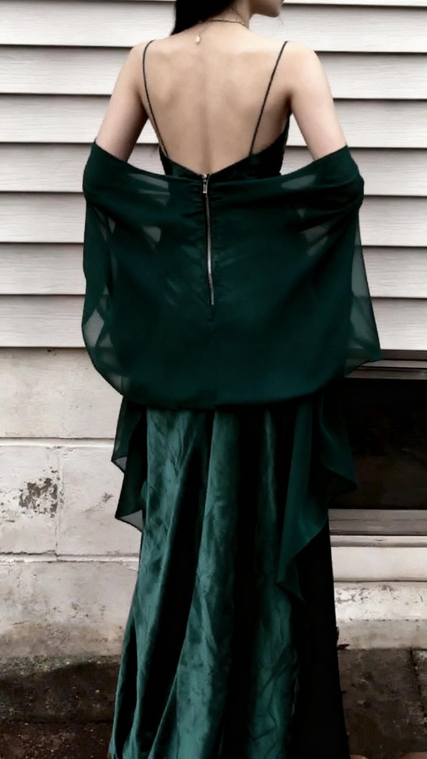 Sexy A Line Spaghetti Straps Dark Green Long Prom Dresses Inspiration Party Dress Slit Senior Graduation Dress RB1202