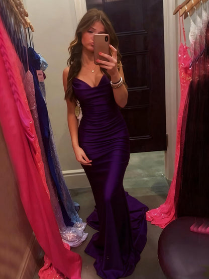 Sexy Mermaid Spaghetti Straps Red Long Prom Dress Inspiration Party Senior Dance Prom Dresses RB1234