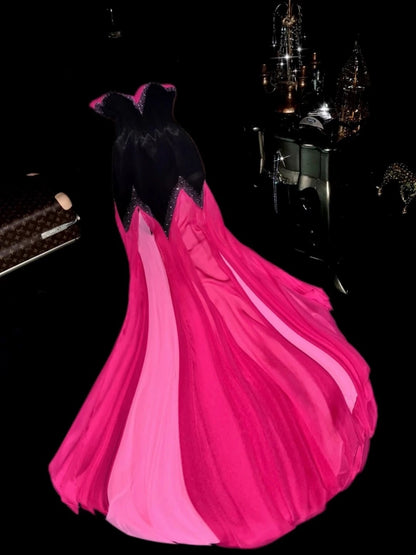 Luxurious Mermaid Sweetheart Black Pink With Beading School Dances Prom Dresses 8th Grade Formal Outfits Evening Gown RB8417