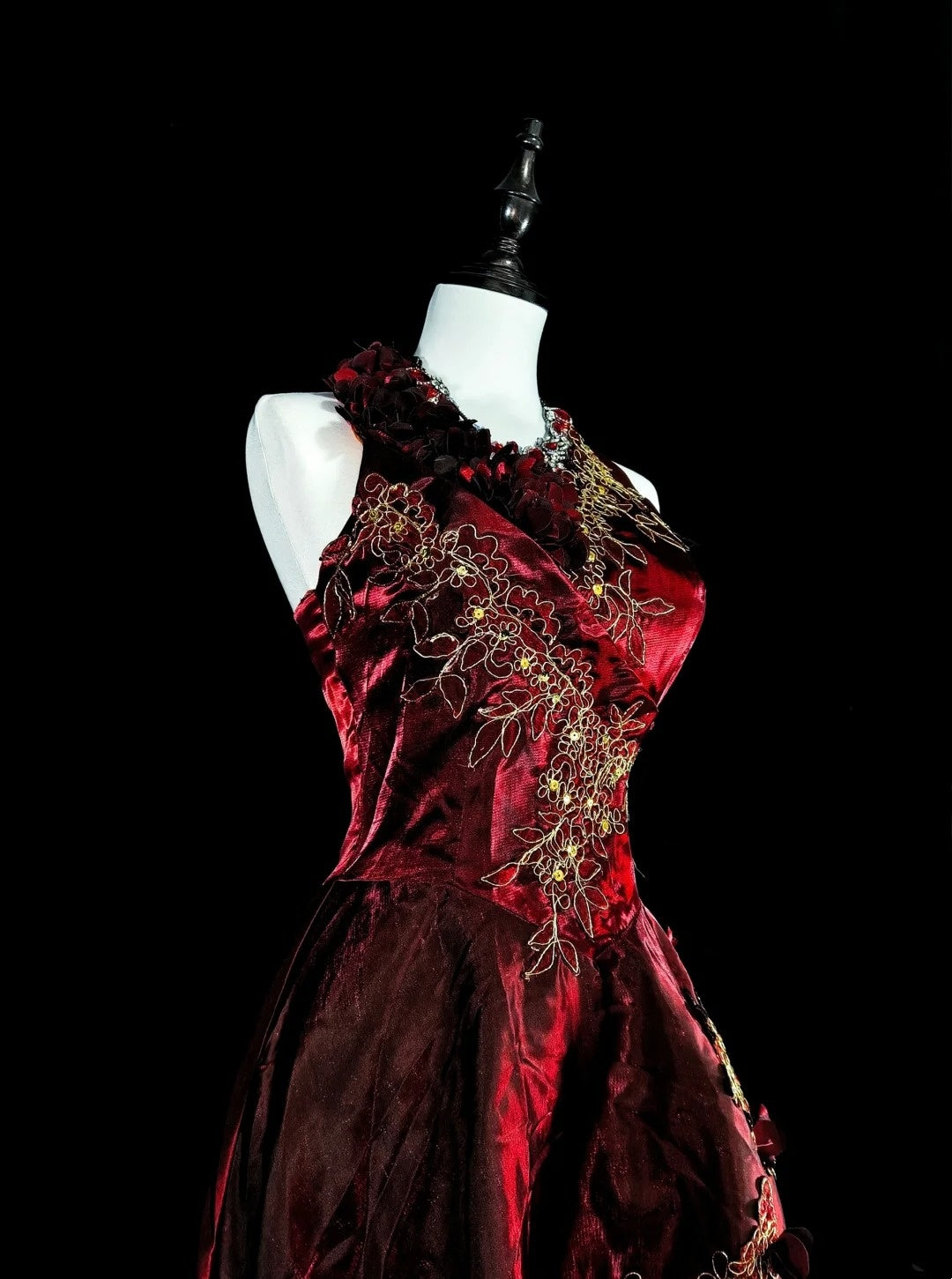 Vintage A line Scoop Burgundy Satin 80s Evening Gowns Formal Birthday Dress Long Prom Dresses N1758