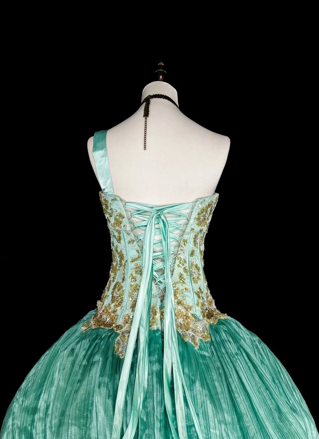 Modest Prom Dresses Ball Gown One Shoulder Green Floor Length Formal Evening Outfits N3518