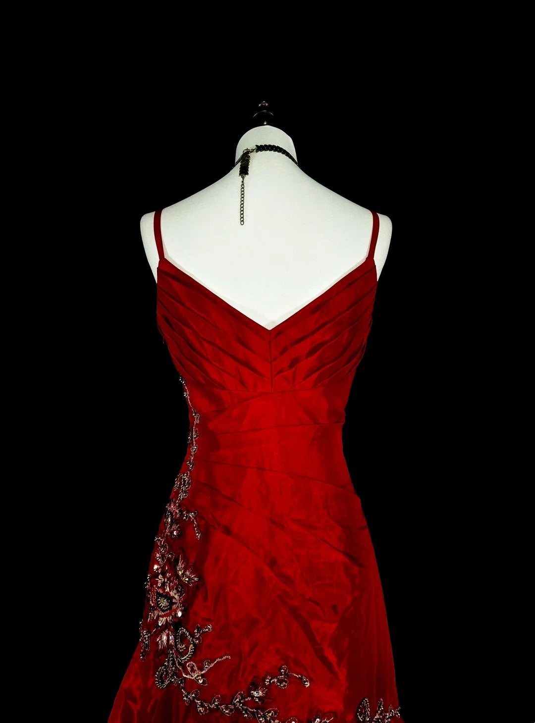 Vintage Mermaid Spaghetti Strap Red With Lace Appliques Beadings Long Prom Gown Party Wear Fashion Dresses N1828