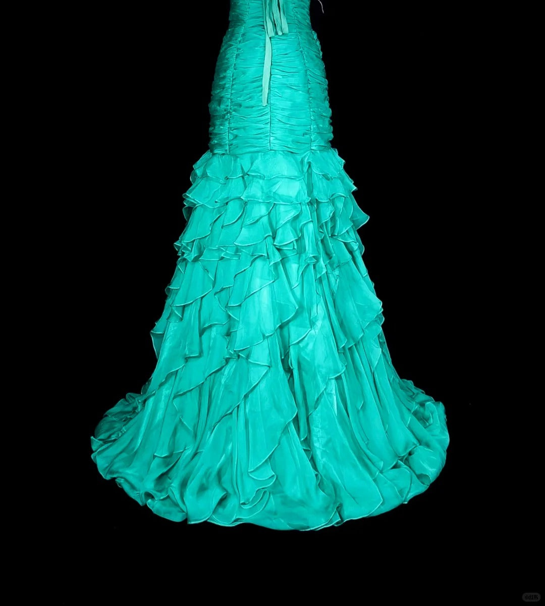 Vintage Mermaid One Shoulder Chiffon Green 70s With Pleated Beads Long Prom Gown Party Wear Dresses N1841