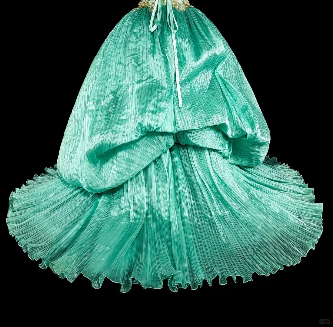 Modest Prom Dresses Ball Gown One Shoulder Green Floor Length Formal Evening Outfits N3518