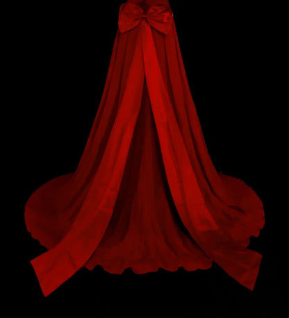 Vintage 1760s A Line Halter Red With Back Bow-knot Sleeveless Pleated Long Prom Dresses N1587