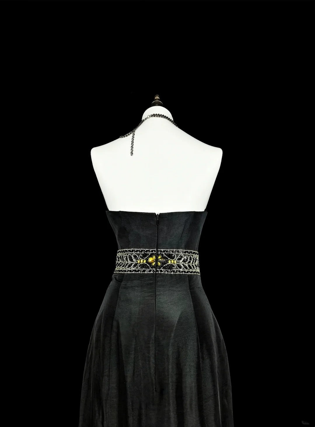Vintage Prom Dresses Aesthetic 1970s Retro Mermaid Black Satin Long Formal Dress N2151
