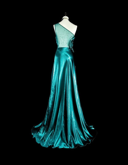 Vintage Prom Dresses Aesthetic 1950s Retro Classy A Line Dark Green Long Inspo Formal Gowns N1992