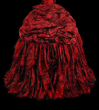 Modest Prom Dresses Ball Gown Halter Burgundy Taffeta With Ruffled Long Quince Dress N3067