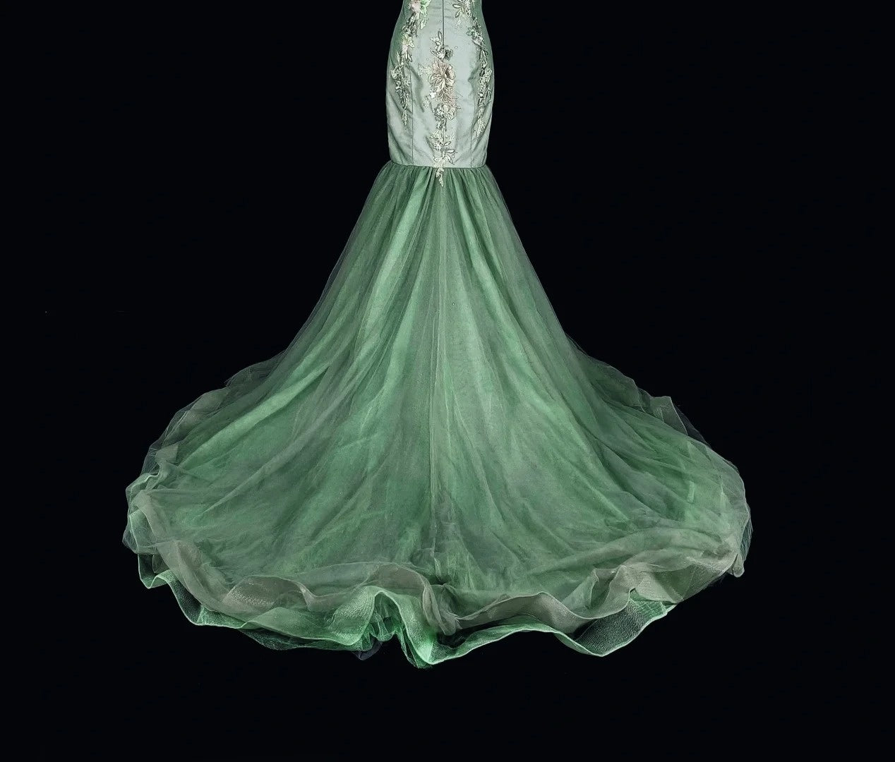 Vintage Mermaid Off The Shoulder Sage Green 70s Lace Long Prom Gown Party Wear Dresses N1836