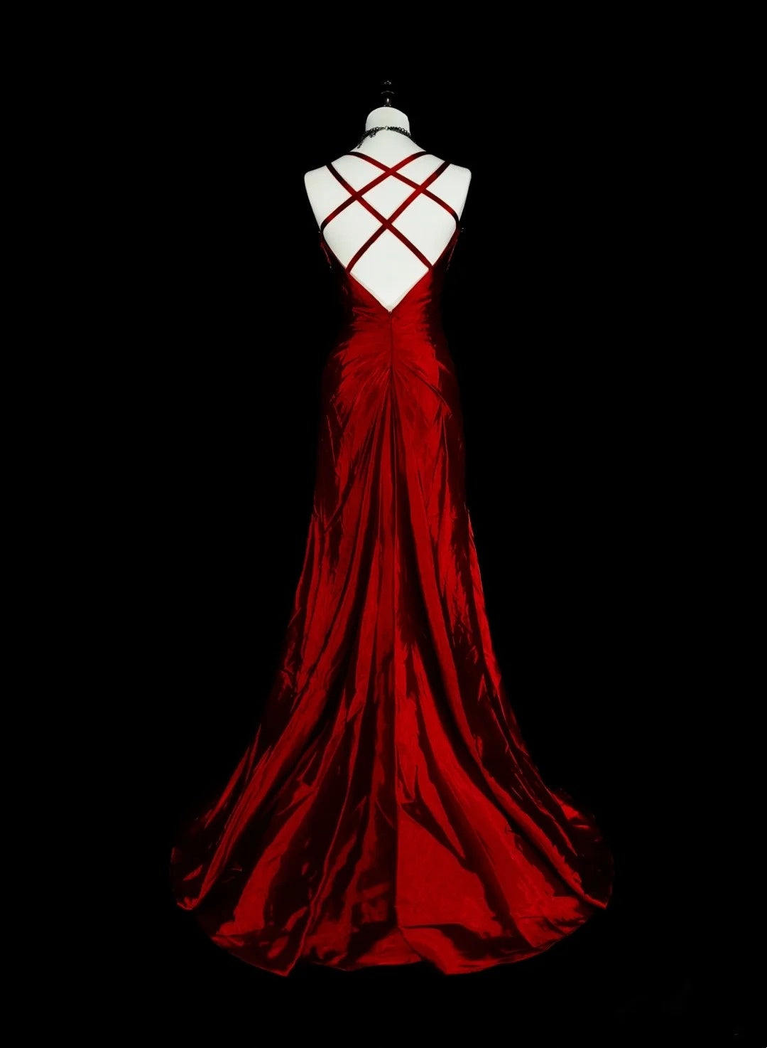 Vintage Prom Dresses Aesthetic 1950s Retro Mermaid Dark Red Backless Long Party Dress N2023