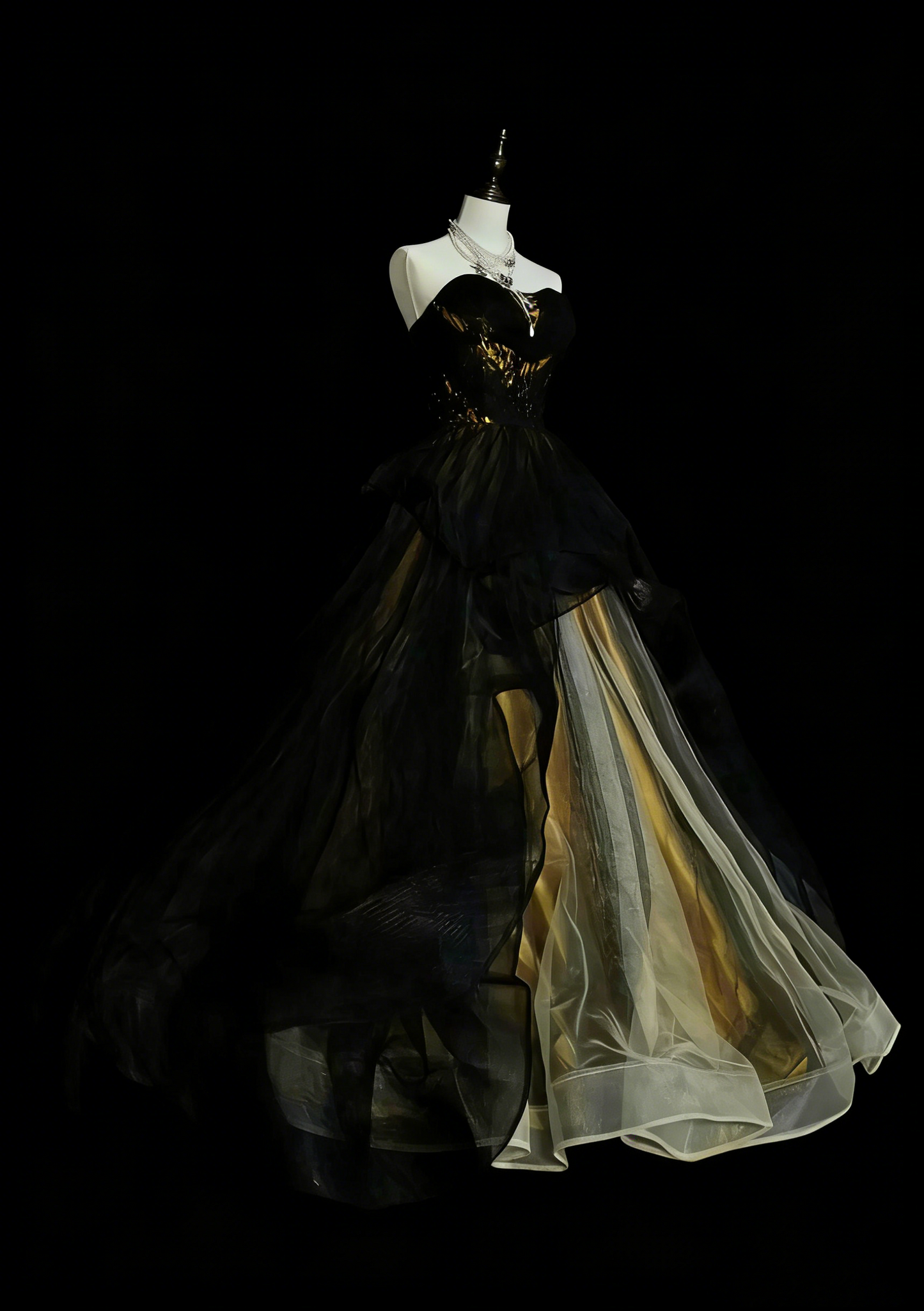 Vintage Ball Gown Sweetheart Black Tulle Sleeveless 80s Prom Dresses Long Formal Party Gown N1460