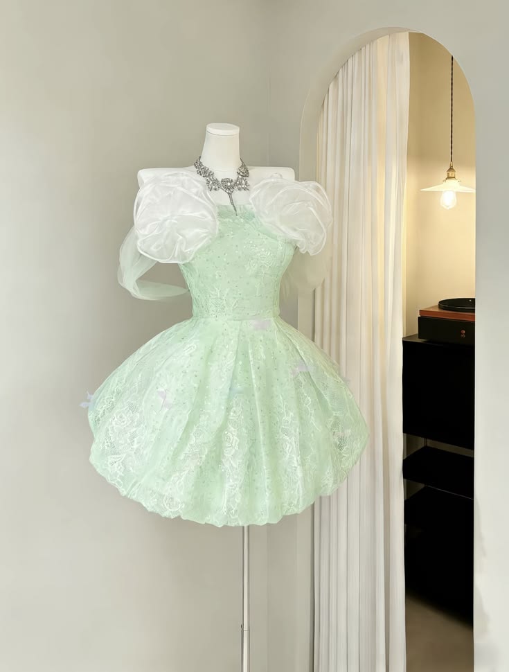 Fairytale Ball Gown Strapless Mint Green Mini Senior Inspo Short Birthday 17th Party Outfits Homecoming Dresses RB3192