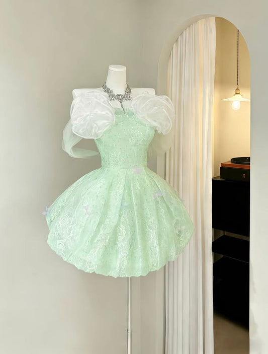 Fairytale Ball Gown Strapless Mint Green Mini Senior Inspo Short Birthday 17th Party Outfits Homecoming Dresses RB3192