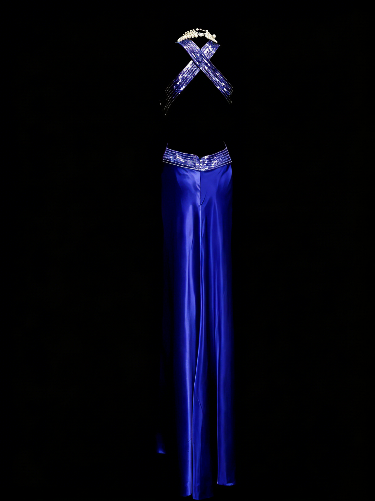 Vintage Mermaid Sweetheart Backless Royal Blue Senior 80s Prom Dresses High School Long Formal Dress N1328