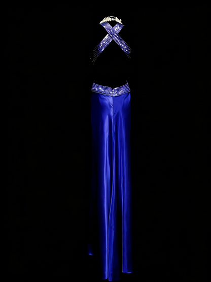 Vintage Mermaid Sweetheart Backless Royal Blue Senior 80s Prom Dresses High School Long Formal Dress N1328