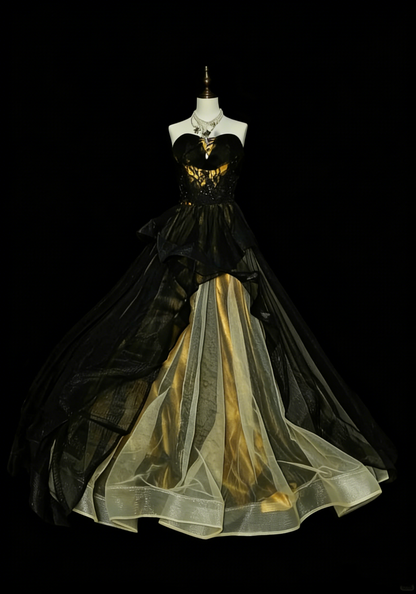 Vintage Ball Gown Sweetheart Black Tulle Sleeveless 80s Prom Dresses Long Formal Party Gown N1460