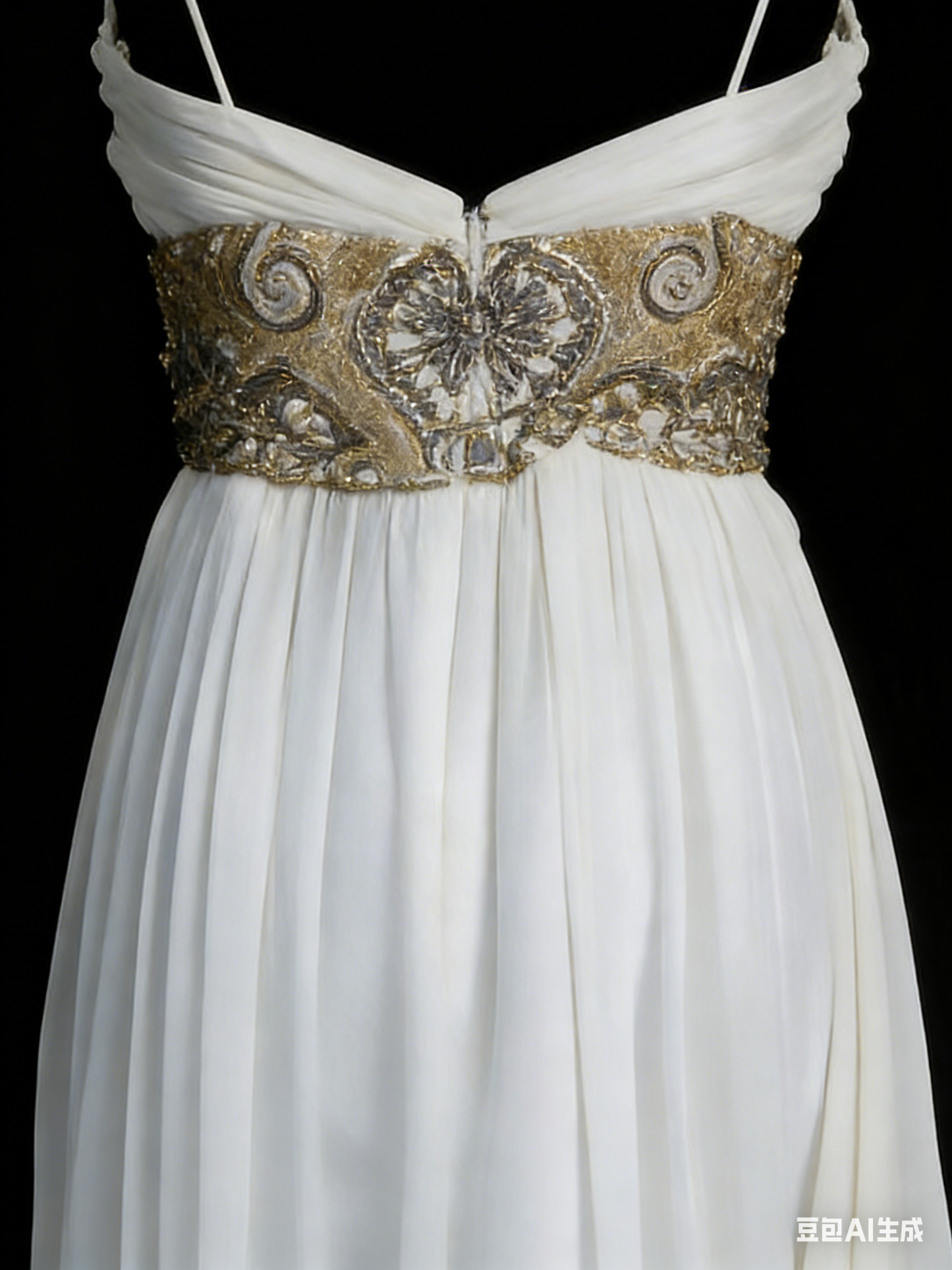 Chic A Line Spaghetti Strap White Chiffon Beads Senior Prom dresses High School Long Formal Dresses N1249