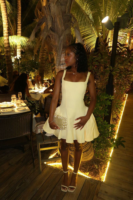 Trendy Ball Gown Square Neck Light Yellow Short Night In Rio Inspo Hoco Dress Ideas Homecoming Dresses RB4065